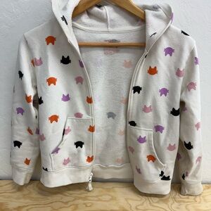 Girls' Halloween Zip-Up Fleece Hoodie Sweatshirt - Cat & Jack™ Cream M